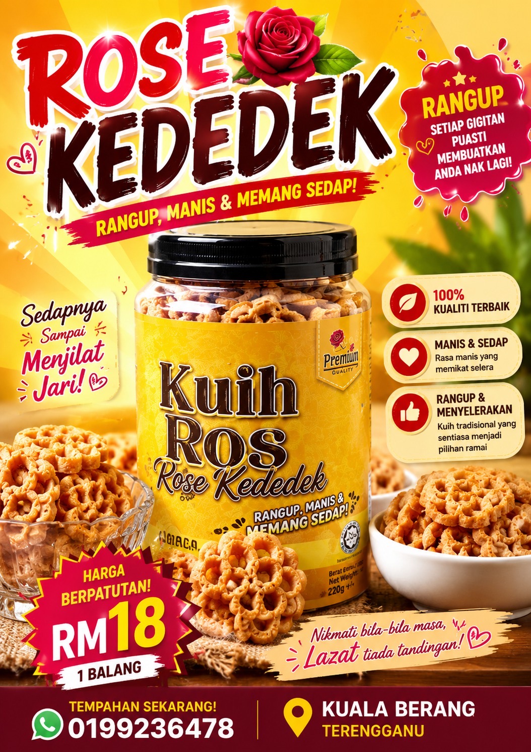 Poster AI promosi produk Rose Kededek
